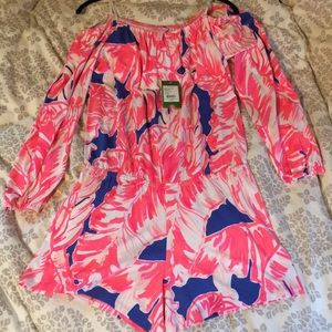 Lilly Pulitzer Tiki Pink Off shoulder romper